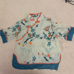 Floral Mandarin Collar Blouse